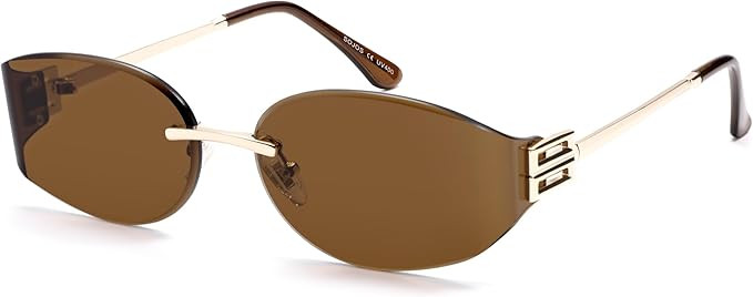 SOJOS Trendy Oval Sunglasses for Women,Fashion Rimless Metal Sun Glasses Y2K Style UV400 Protecte... | Amazon (US)