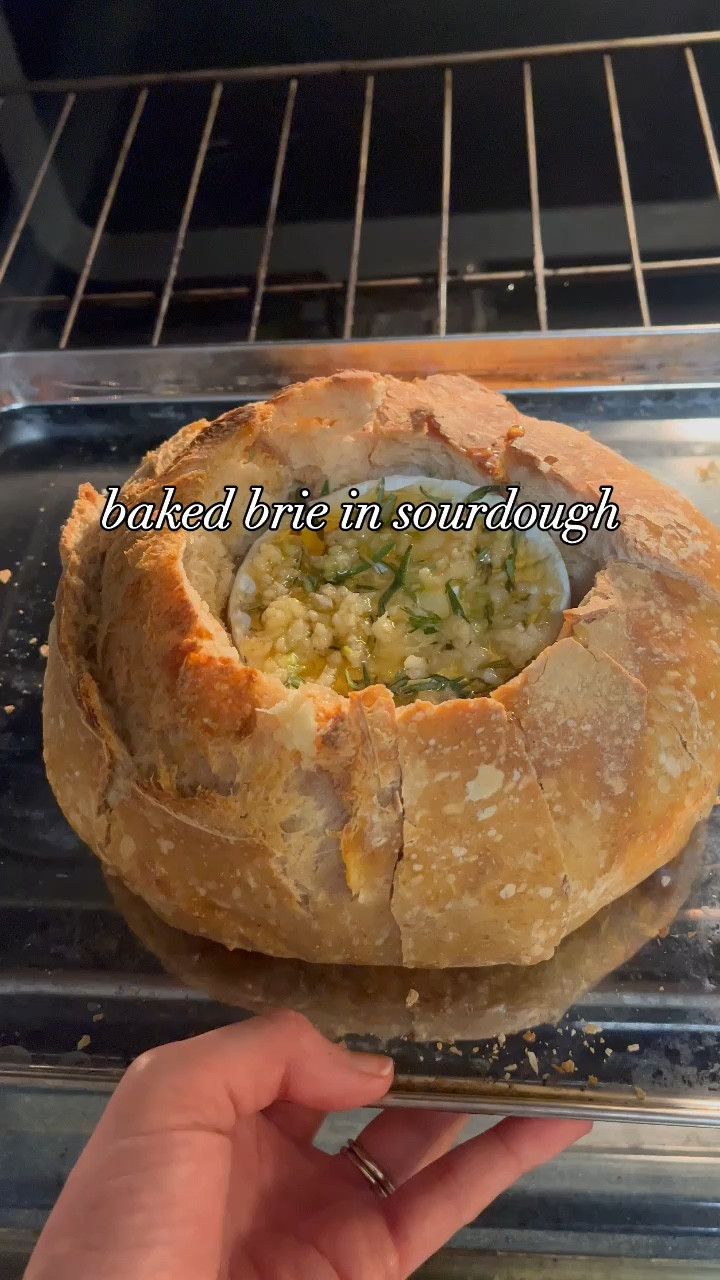 super easy holiday recipe i found on instagram! 

cut out the middle of a loaf of sourdough and place a wheel of brie with the edges cut off. add fresh rosemary, minced garlic, and honey and bake at 350° for 20 minutes. 



#LTKHoliday #LTKWatchNow #LTKHome