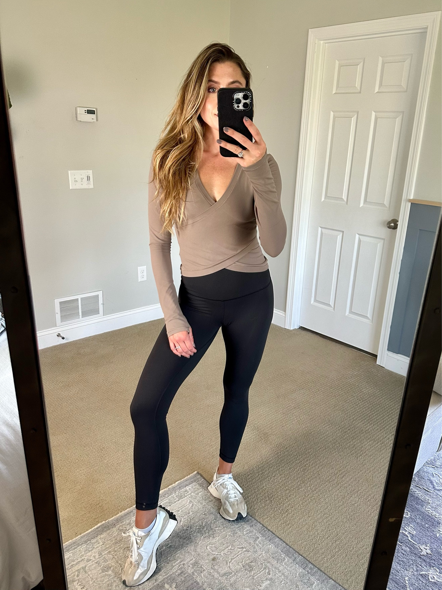 From the mat to the streets; this look is a perfect all-day fit for Fall. This wrap shirt is so comfortable and could also be paired with jeans and heels for a more elevated look. 🤎 

#LTKfitness #LTKstyletip #LTKover40