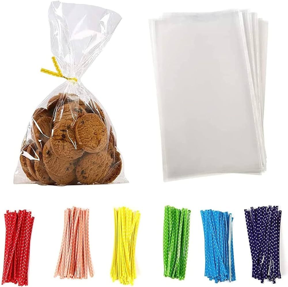 Brandon-super 100 Pcs 8 in x 6 in Clear Flat Cello Cellophane Treat Bags Good for Bakery,Popcorn,... | Amazon (US)