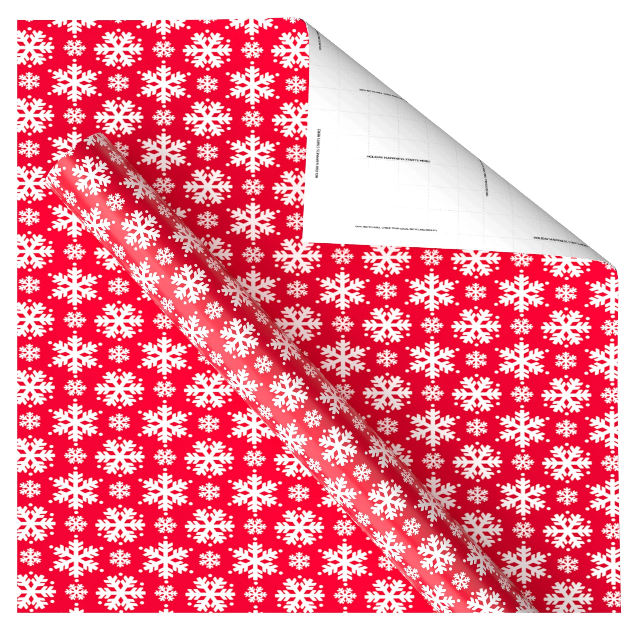 Red and White Snowflakes Christmas Wrapping Paper, 30 sq ft, by Holiday Time | Walmart (US)