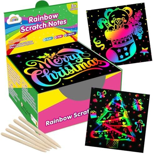 ZMLM 165 Rainbow Scratch Paper Art Crafts Mini Notes Stocking Stuffers for Kids Gifts 4 5 6 7 8 9... | Amazon (US)