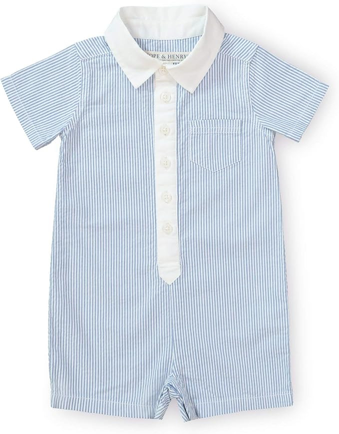 Hope & Henry Layette Organic Cotton Woven Button Front Romper | Amazon (US)