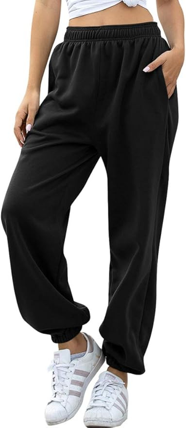 HeSaYep Women's High Waisted Sweatpants Workout Active Joggers Pants Baggy Lounge Bottoms | Amazon (US)