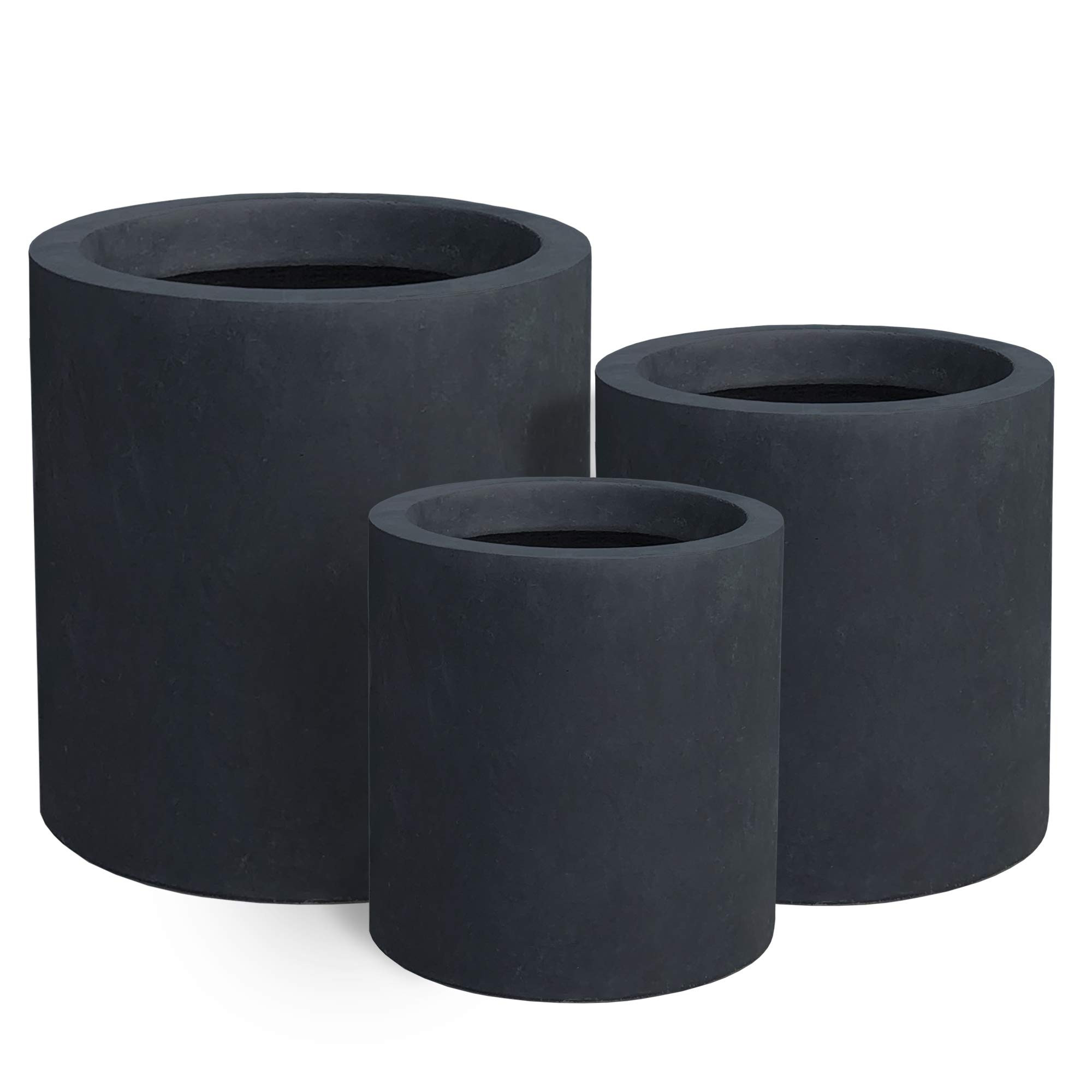 Kante 9.8",12.6",15.7" DiaConcrete Outdoor Modern Cylindrical Planters Set of 3, Charcoal | Amazon (US)