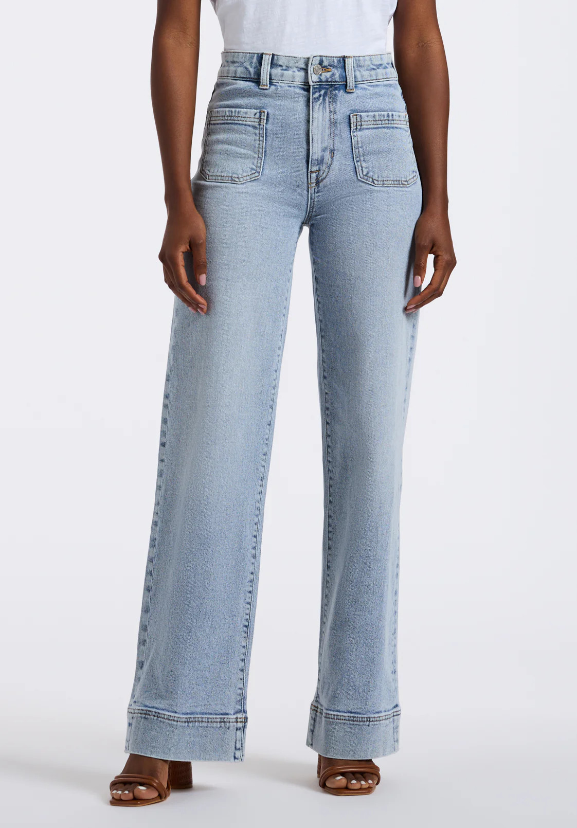 High Rise Wide Leg Addie Women's Jeans, Bleached Blue - BL16065 | Buffalo David Bitton