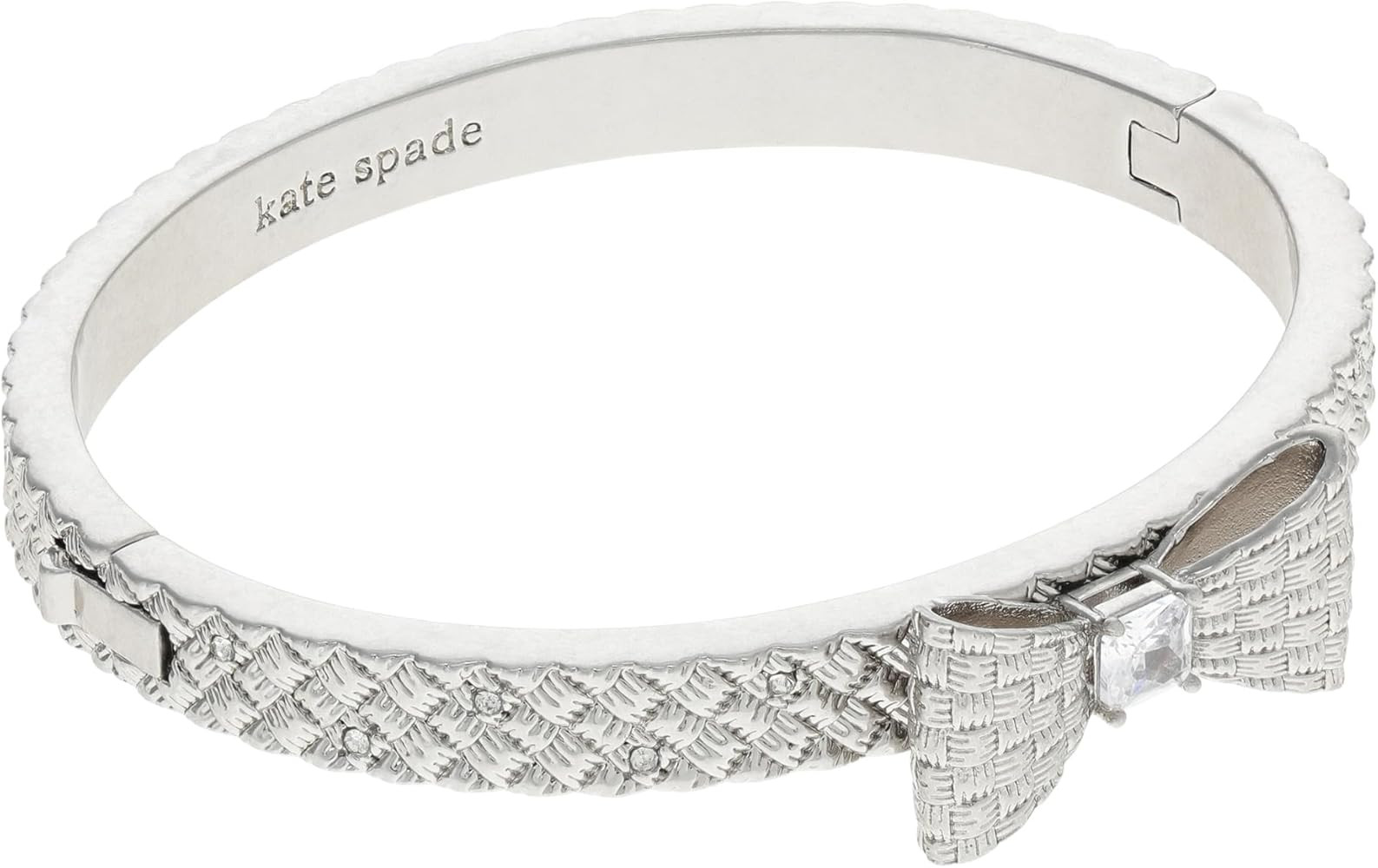 Kate Spade New York Women'S Wrapped In A Bow Hinged Bangle Clear/Silver One Size | Amazon (US)