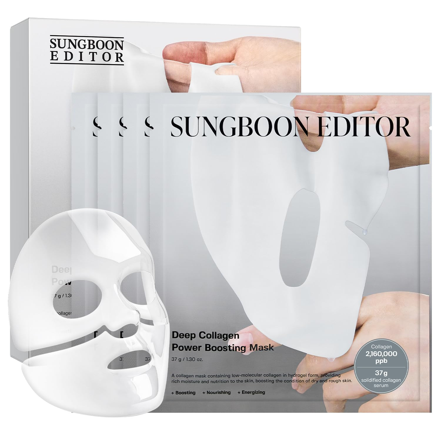 SUNGBOON EDITOR Deep Collagen Anti-Wrinkle Lifting Mask 4 Sheets | Facial sheet masks with low molecular weight collagen for lifting, firming, and moisturizing | Korean skincare | Amazon (US)