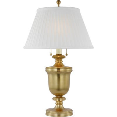 Classical Urn Form Medium Table Lamp in Antique Nickel with Black Shade | Visual Comfort