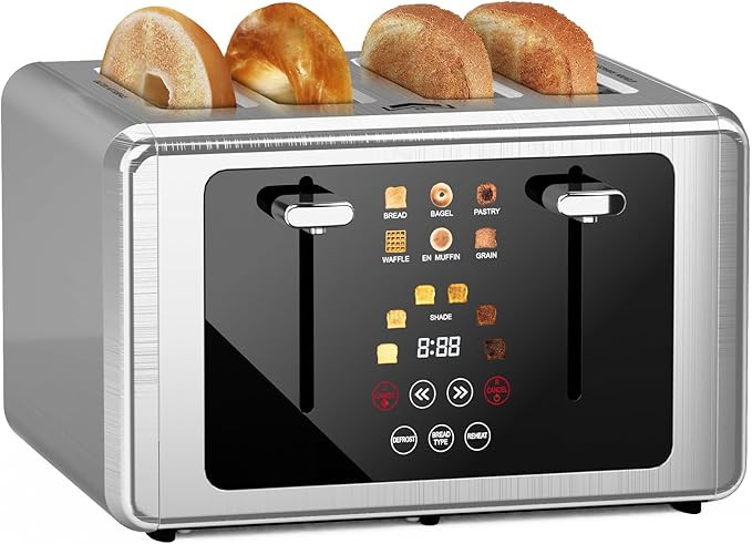 4 Slice Toaster, Touchscreen & Dual Independent Control Panel，5 Basic Functions & Digital Count... | Amazon (US)