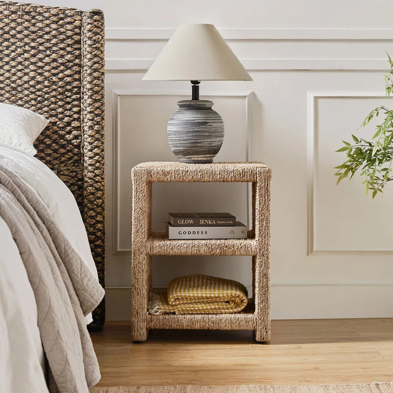 Boatwright 19" W Grass Rope End Table with Two Open Shelves | Wayfair North America