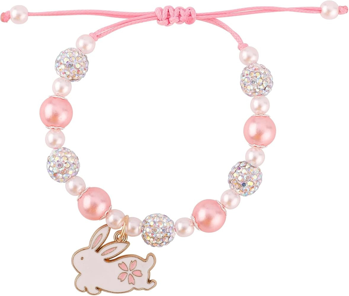 Easter Charm Bracelet, Adjustable Pearl Sparkling Stones Bunny Rabbit Bracelets Jewelry Cute East... | Amazon (US)