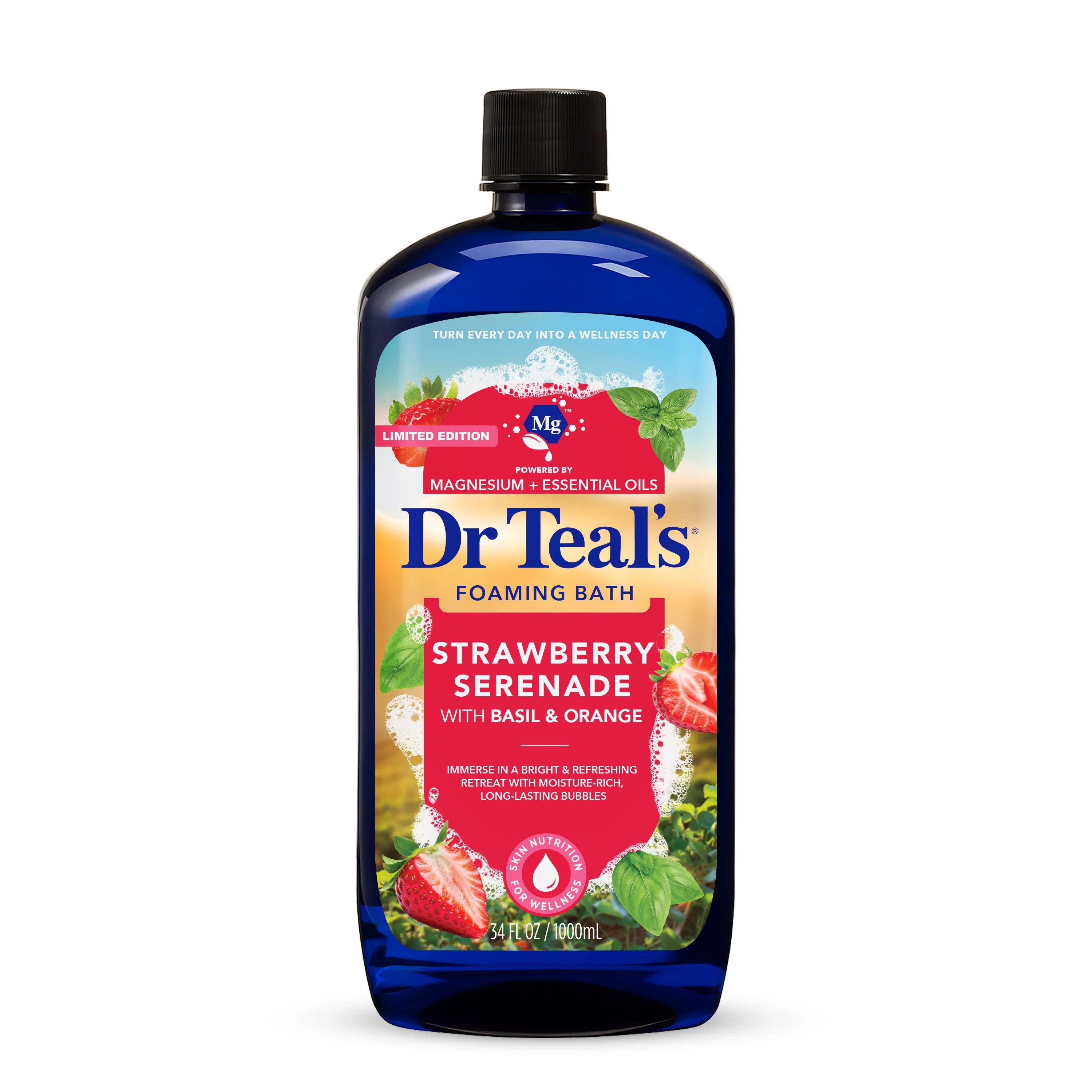 Dr Teal's Strawberry Serenade Foaming Bath with Basil & Orange Essential Oils, 34 fl oz | Walmart (US)