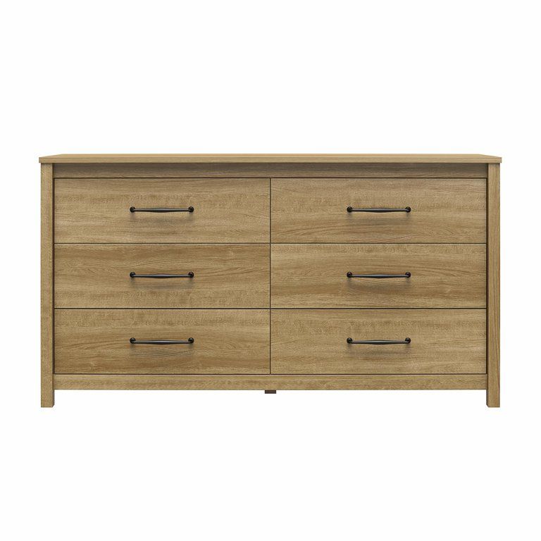Ameriwood Home Abilene 6 Drawer Wide Dresser, Natural | Walmart (US)