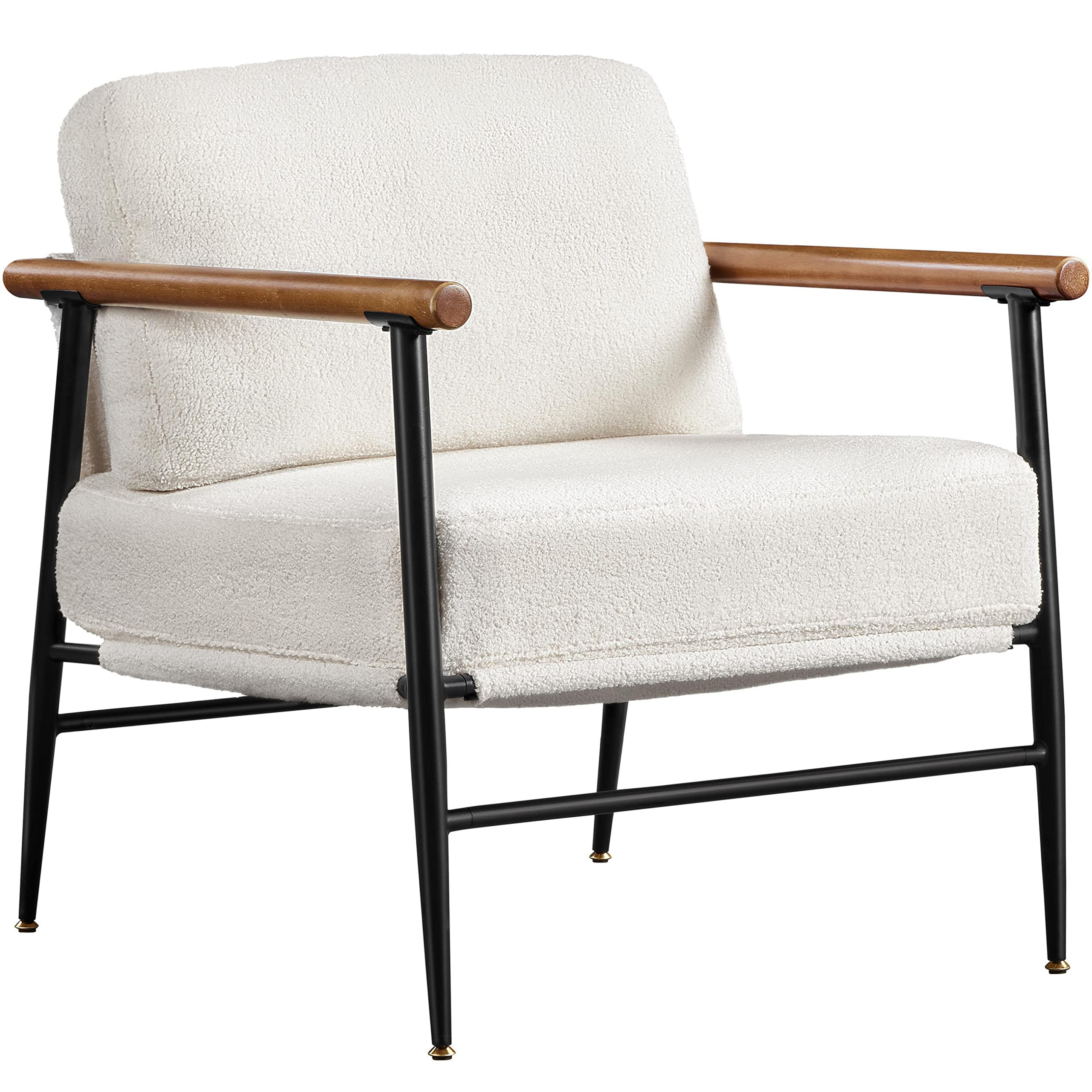 Yaheetech Modern Boucle Accent Chair, Reading Fuzzy Chair Lounge Chair with Metal Frame, Plush Back  | Amazon (CA)