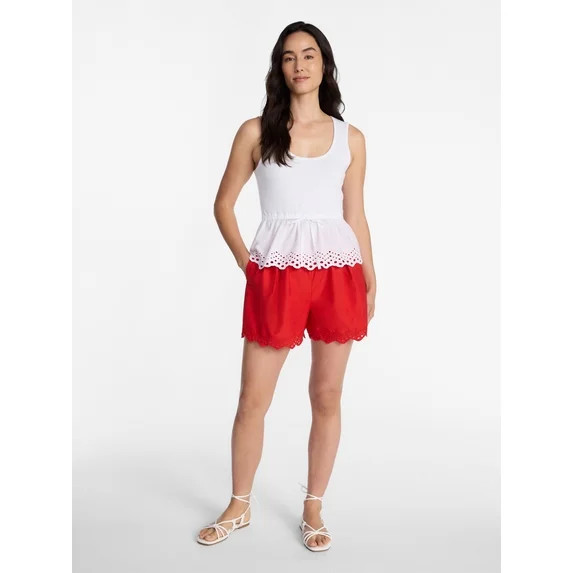 Time and Tru Women's Eyelet Trim Shorts, Sizes XS-XXXL | Walmart (US)