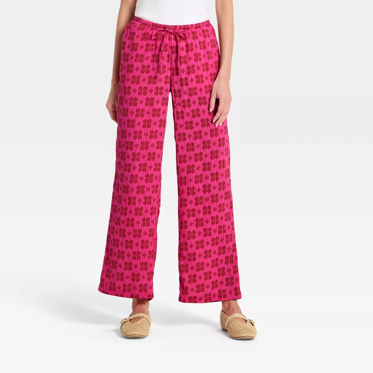 Women's Regular Rise Printed Ankle Pull-On Pants - Universal Thread\u2122 Pink XS | Target