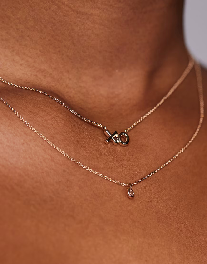 ALDO xolove multirow choker necklace with xo charm in gold | ASOS (Global)