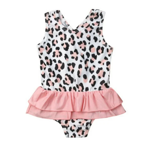 Pudcoco Girl Swimwear Leopard Print Swimsuit Ruffle Lace One-Pieces Swimwear - Walmart.com | Walmart (US)