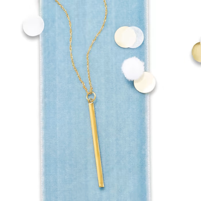 14kt Yellow Gold Vertical Bar Pendant Necklace. 18" | Ross-Simons