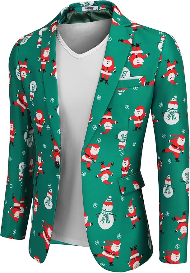 COOFANDY Men's Christmas Blazer Halloween Sport Coat One Button Christmas Suit Jacket Xmas Party ... | Amazon (US)