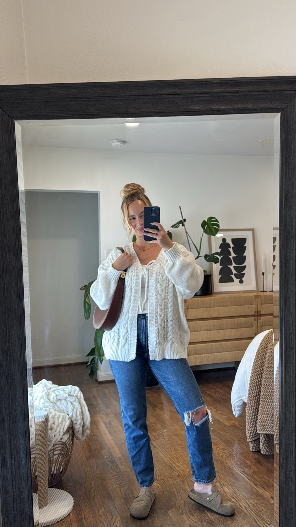 Loving this tie front bow cardigan - so cute and easy to throw on any outfit! Wearing M  

 