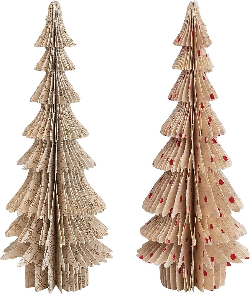 Creative Co-Op Paper Tree with Floral Pattern, Set of 2 Colors Figures and Figurines, Multi | Amazon (US)