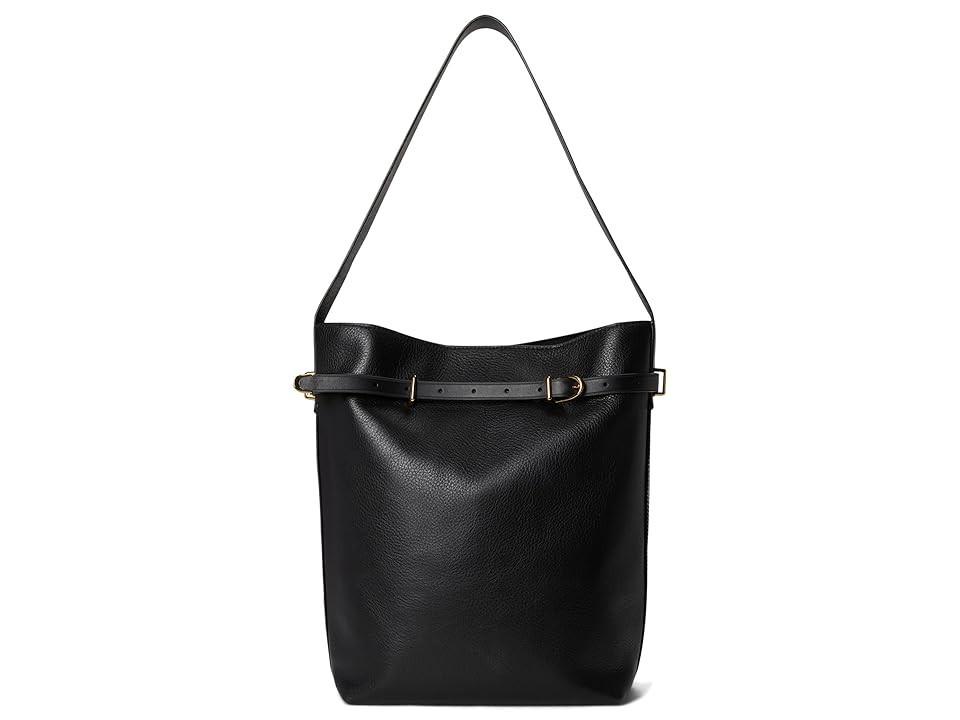 Madewell Belted Essentials Bucket Tote Shoulder Women's Handbags True Black, Leather | Zappos