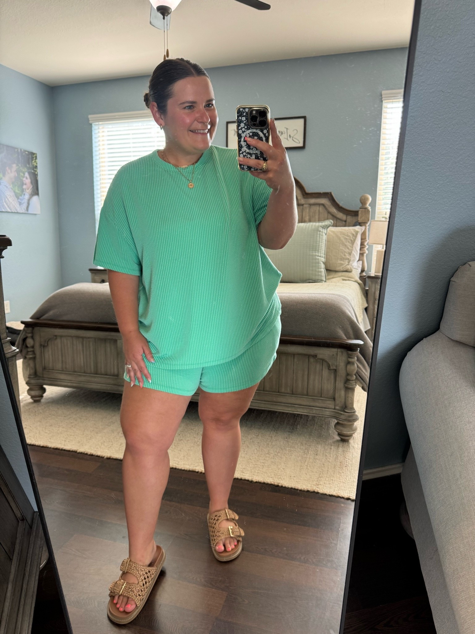 Im loving a bright matching set this summer! This one is so comfy and easy to throw on and go. Plus it’s curving girl approved. I’m 5’1 and a size 16 wearing an xx large in this set.

#LTKootd #LTKMidsize #LTKPlusSize