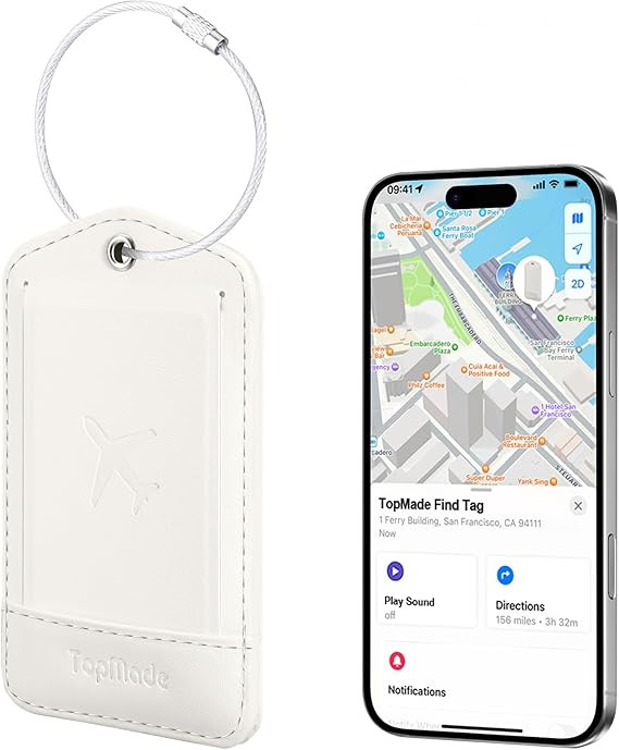 TopMade Smart Luggage Tag with Find My, Premium Leather Luggage Tags for Suitcase, Travel Bags, B... | Amazon (US)