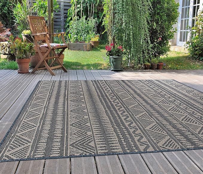 Rugshop Geometric Bohemian Easy Cleaning for Patio Rugs,Deck Rugs,Balcony Rugs Indoor/Outdoor Are... | Amazon (US)