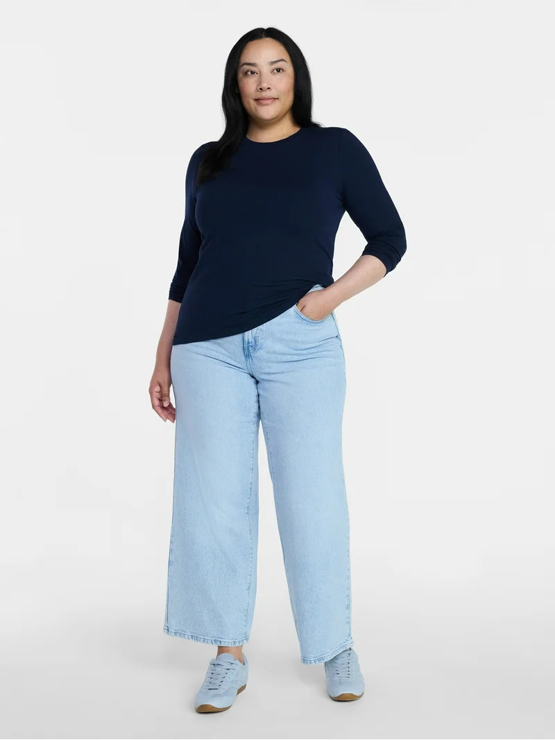 Time and Tru Women's Wide Leg Jeans, 31" Inseam, Sizes 0-22, 0L-22L | Walmart (US)