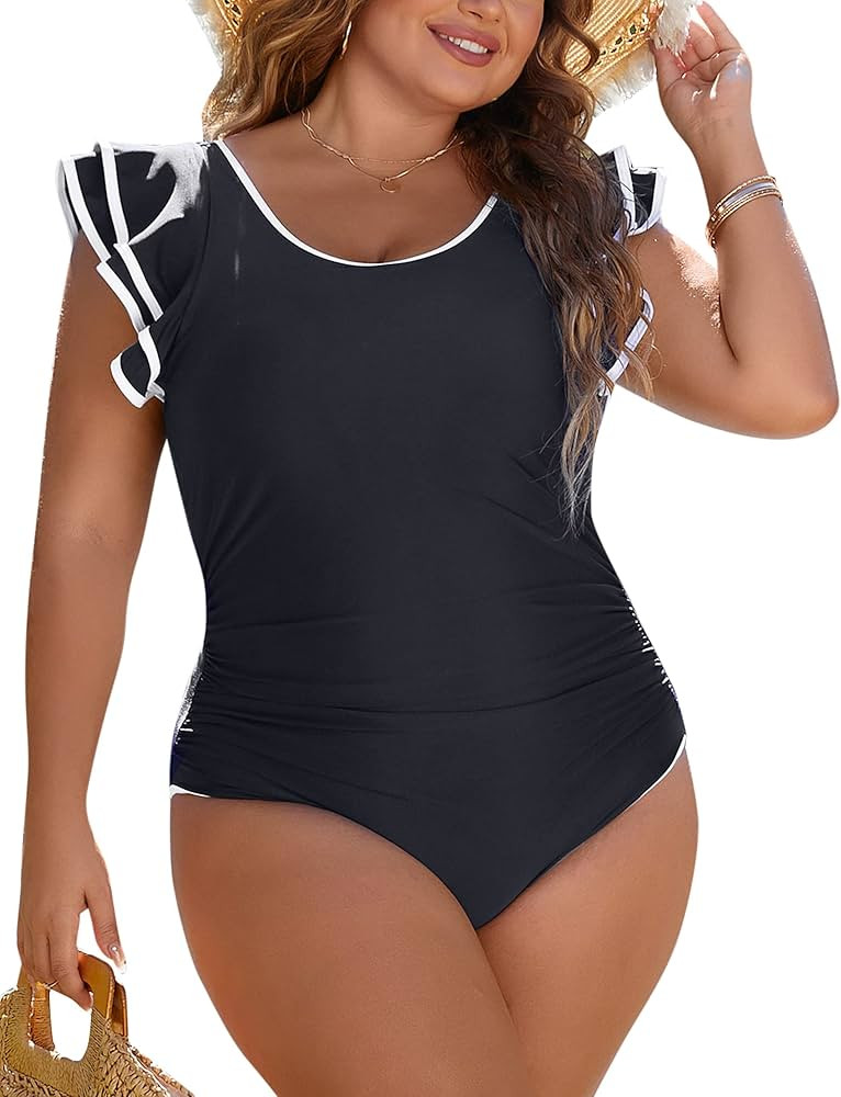 Blooming Jelly Womens Plus Size Swimsuit One Piece Tummy Control Bathing Suit Full Coverage Swims... | Amazon (US)