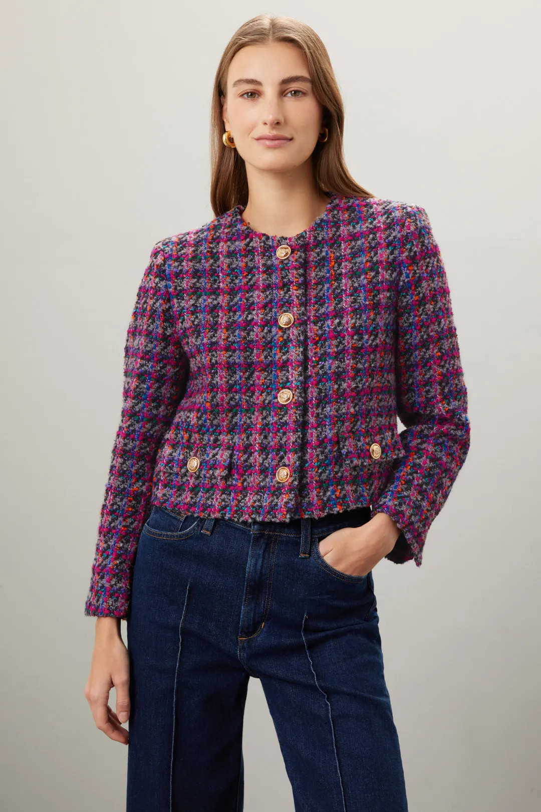 Red Multicolor Tweed Jacket | Rent the Runway