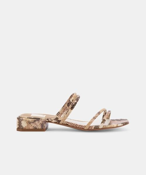 HAIZE SANDALS IN DARK SAND EMBOSSED LEATHER | DolceVita.com