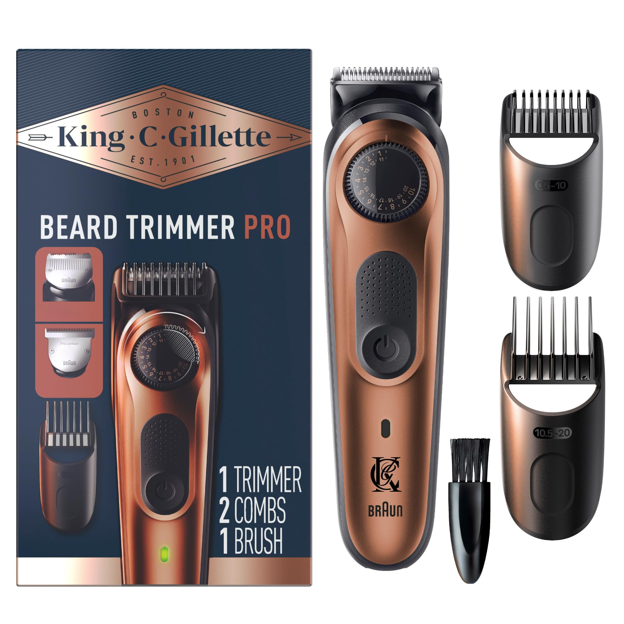 King C. Gillette Beard Trimmer PRO with 40 beard length settings in precise 0.5mm steps, cordless... | Amazon (US)