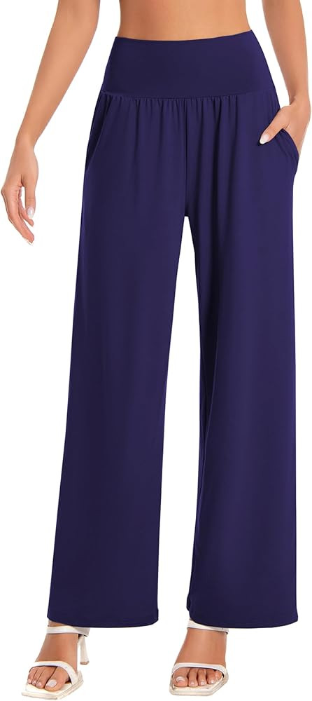 BUBBLELIME 20"/26"/28"/30"/32"/34" Women's High Waist Wide Leg Yoga Pants Loose Comfy Lounge Casu... | Amazon (US)