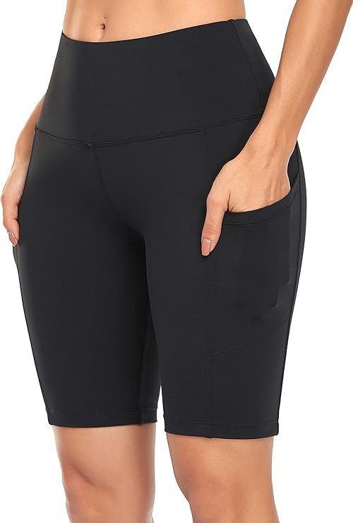 Jugofar Women's Yoga Shorts Running Workout Bike Hiking High Waist Shorts with Side Pockets | Amazon (US)