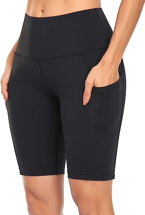 Jugofar Women's Yoga Shorts Running Workout Bike Hiking High Waist Shorts with Side Pockets | Amazon (US)