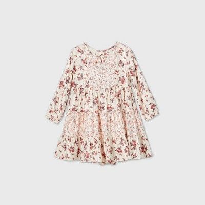 OshKosh B'gosh Toddler Girls' Mixed Floral Long Sleeve Dress - Burgundy | Target