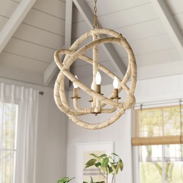 Delphinia 4 - Light Candle Style Globe Chandelier with Rope Accents | Wayfair North America