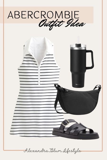 Striped collar mini active dress from Abercrombie! This is so cute for this summer when you are out with the kids, playing summer sports, or traveling! Summer outfit! Spring outfit! Travel outfit! 

#LTKFindsUnder50 #LTKFitness #LTKActive