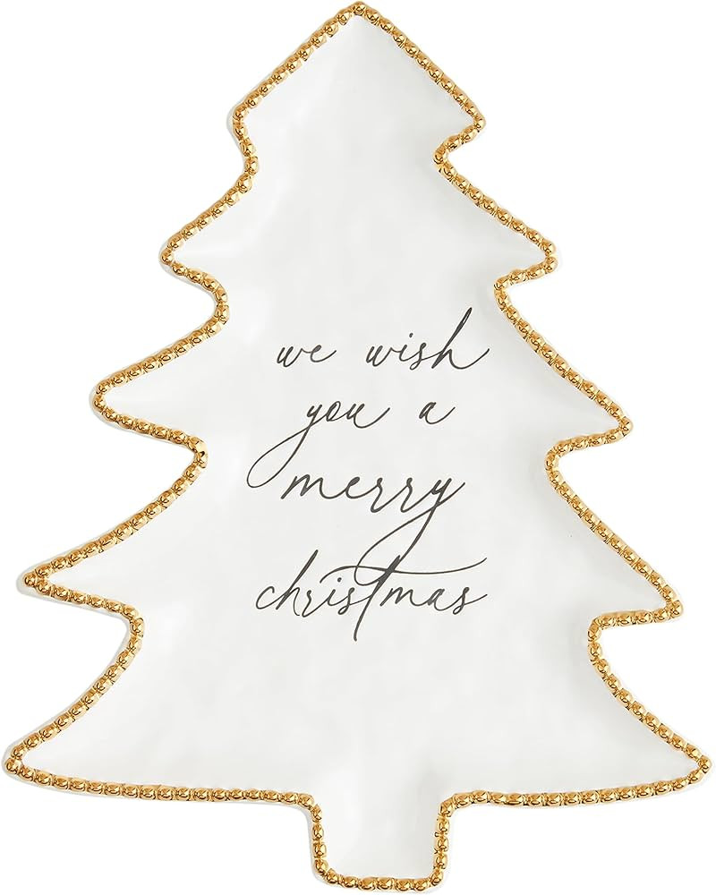 Mud Pie Christmas Tree Beaded PLATTERS & Trays, 12 3/4" x 10 1/4", WHITE | Amazon (US)