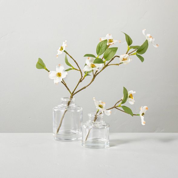 Faux Dogwood Flower Stem Glass Arrangement Set - Hearth &#38; Hand&#8482; with Magnolia | Target