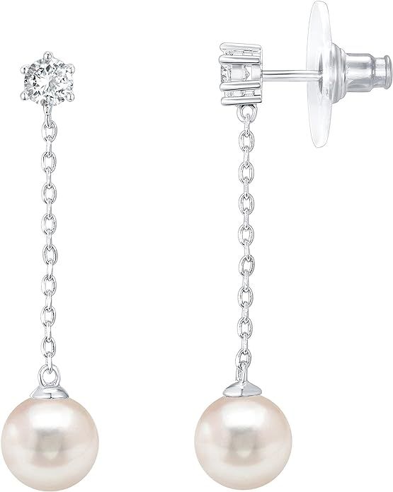 PAVOI 14k Gold Plated Sterling Silver Post Shell Pearl Drop Earrings | Pearl Earrings for Women | Amazon (US)