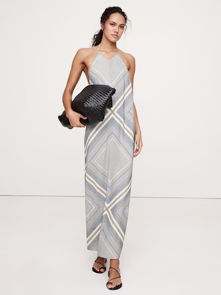 Cotton-Silk Halter Maxi Dress | Banana Republic (US)
