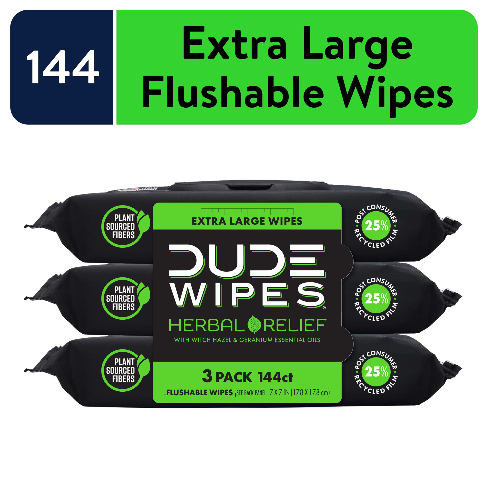 DUDE Wipes Flushable Wipes, XL Wet Wipes for at Home Use, Herbal Relief, 144 Count - Walmart.com | Walmart (US)