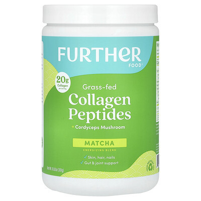 Further Food, Grass-Fed Collagen Peptides + Cordyceps Mushroom, Matcha, 10.62 oz (301 g) | iHerb