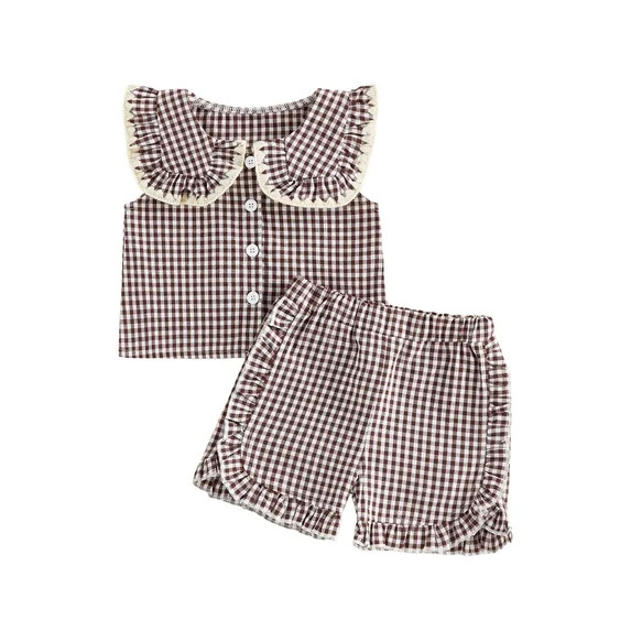 Loicainy Baby Toddler Girl Summer Outfits Plaid Clothes Set 6 12 18 24 Months 2T 3T 4T Sleeveless... | Walmart (US)