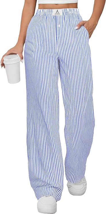 ANRABESS Womens Gingham Striped Boxer Pants | Amazon (US)